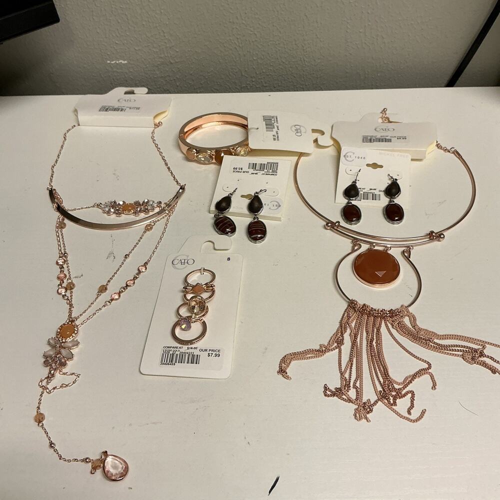 Catos Women’s Mixed Jewelry Lot , Copper Colors,necklace,ring,earrings,4065